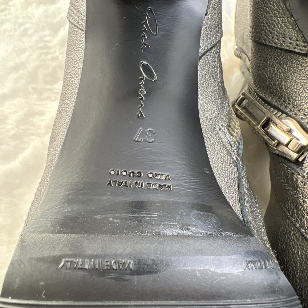 RICK OWENS-Leather Metallic Bootie/Heel’s-Size 37-Made In Italy - Picture 12 of 12